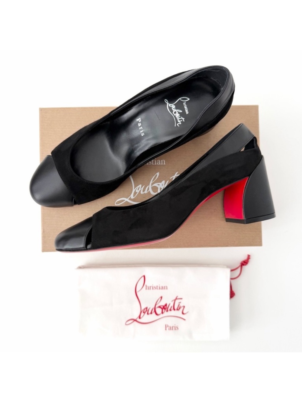 CHRISTIAN LOUBOUTIN | Miss Duvette 55 Black Suede Leather Pumps Red Sole EU 39 - Picture 1 of 14